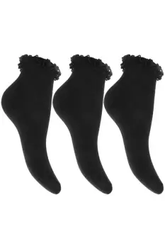 Image of Ruffled Trim School Socks (Pack Of 3)