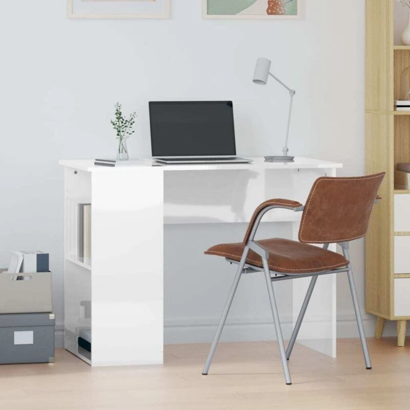 Image of VIDAXL Desk High Gloss White 100x55x75 Engineered Wood Vidaxl 823026