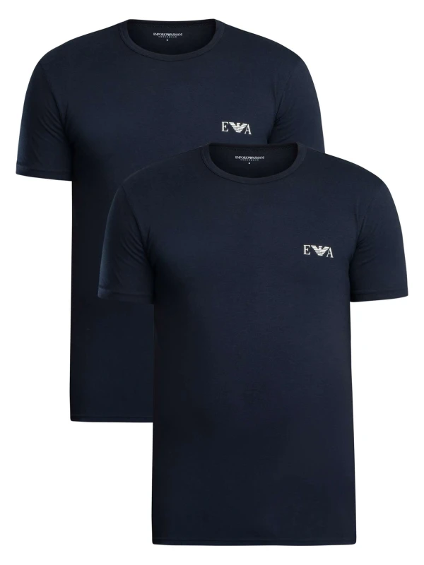 Image of Emporio Armani 2 Pack Lounge Crew Neck T-Shirt Blue M