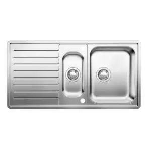 Image of 1.5 Bowl Chrome Stainless Steel Kitchen Sink with Reversible Drainer - Blanco Classic Pro 6 S-IF