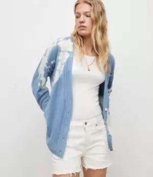 Image of AllSaints Womens Harmony Tie Dye Cardigan, Sail Blue, Size: M