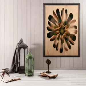 Image of Flower Multicolor Decorative Framed Wooden Painting