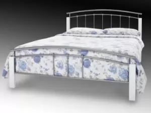 Image of Serene Tetras 4ft6 Double Silver and White Metal Bed Frame