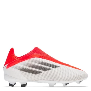 Image of adidas X .3 Laceless Childrens FG Football Boots - White/SolarRed