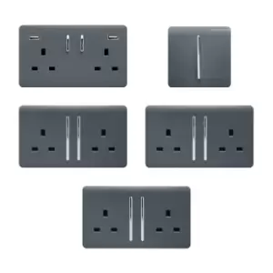 Image of Trendi Bedroom Starter Lightswitch And Socket Kit - Warm Grey
