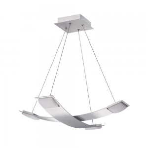 Image of Ceiling Pendant 4 Light 28W LED 3000K, 2520lm, Satin Aluminium, Frosted Acrylic