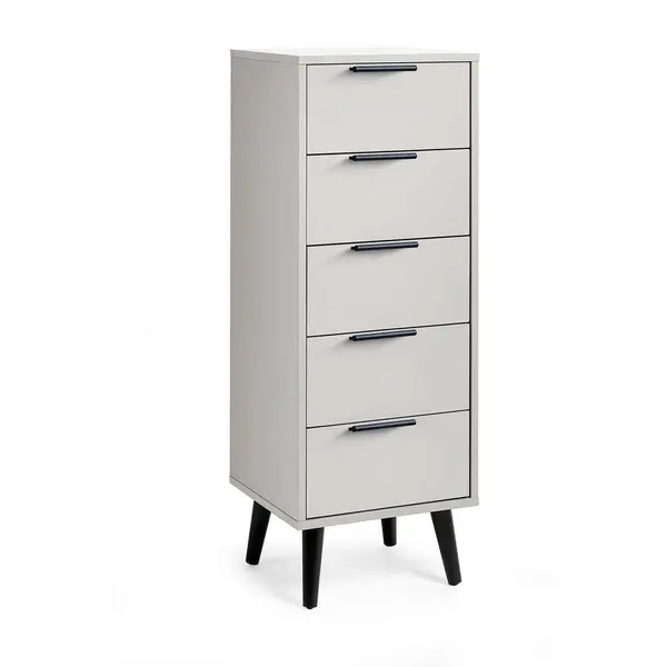 Image of Julian Bowen Alba 5 Drawer Narrow Chest - Soft Close - Silk Grey ALB003