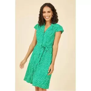 Image of Mela London Green Daisy Print Retro Shirt Dress - Green