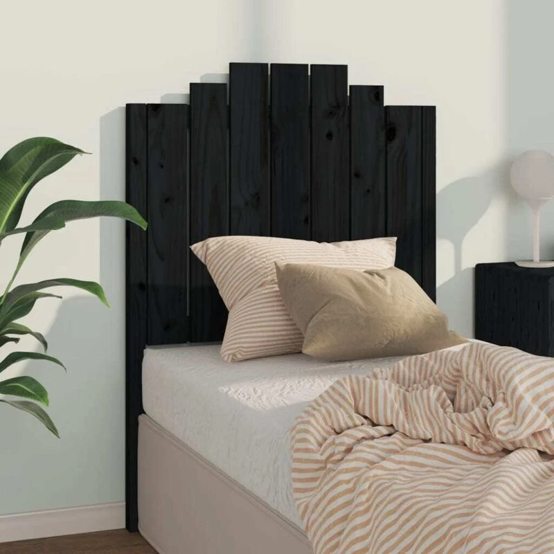 Image of LES TENDANCES Bed Headboard Black 81x4x110cm Solid Wood Pine vidaXL 818449