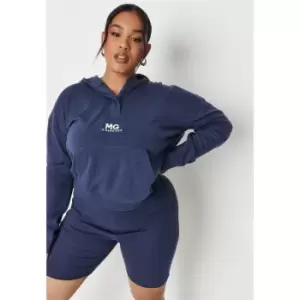 Image of Missguided Plus Concept Drop Shoulder Hoodie - Blue