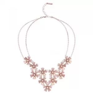 Image of Ladies Karen Millen Rose Gold Plated Geo Flower Necklace