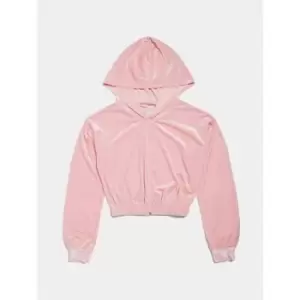 Image of Skinny Dip Velvet Crop Hoodie - Pink