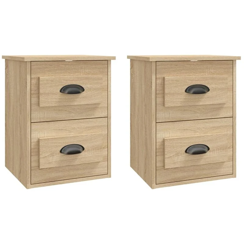 Image of VIDAXL Wall-mounted Bedside Cabinets 2 pcs Sonoma Oak 41.5x36x53cm Vidaxl 8720845792893