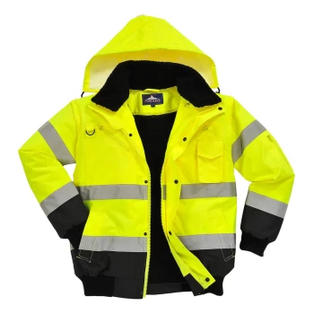 Image of Oxford Weave 300D Class 3 Hi Vis Contrast BomberJacket Yellow / Black M