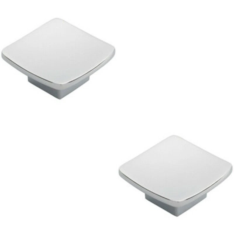 Image of Loops 2x Square Curved Cupboard Door Knob 45 x 45mm Polished Chrome Cabinet Handle Multi unisex