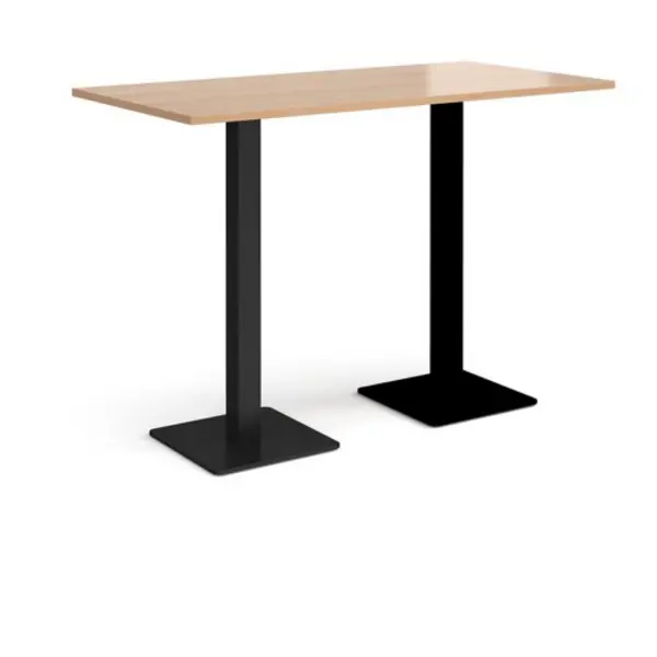 Image of Brescia Brescia rectangular poseur table with flat square Black bases 1600mm x 800mm - beech Beech BPR1600-K-B