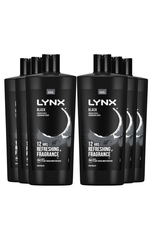 Image of Lynx Black 'Shower Gel' with Frozen Pear Fragrance 700ml 6 Pack Black male