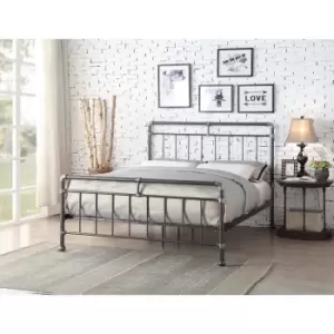 Image of Flintshire Cilcain Metal Bed Frame 5ft King Black/Silver
