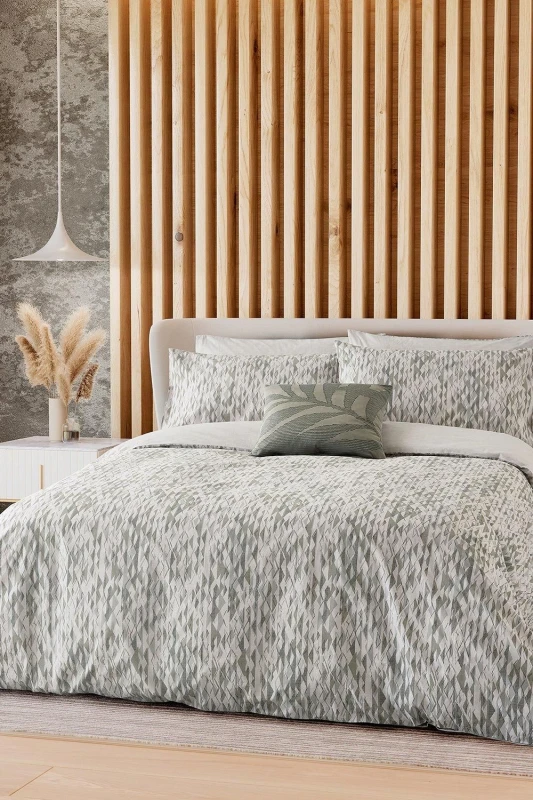 Image of Nalu Nicole Scherzinger 'Dune' Cotton Duvet Cover Set Green