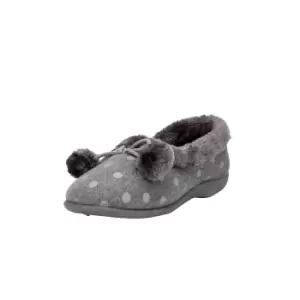 Image of Sleepers Womens/Ladies Marge Extra Comfort Memory Foam Pom-Pom Polka Dot Cuff Slippers (5 UK) (Grey)