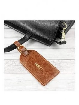 Image of Natural Tan Foiled Leather Luggage Tag - Personalised