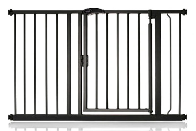 Image of Bettacare Auto Close Pet Gate, 118.2Cm - 125.2Cm, Matt Black, Pressure Fit Stair Gate For Dog & Puppy