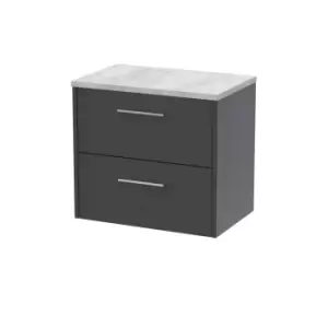 Image of Hudson Reed Juno 600mm Wall Hung 2 Drawer Vanity & Bellato Grey Laminate Top - Graphite Grey