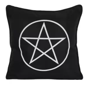 Image of Something Different Pentagram Pattern Square Cushion (One Size) (Black/White)