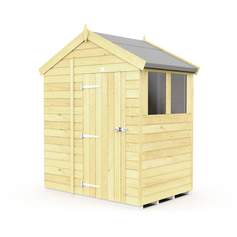 Image of Flat Pack Sheds DIY Sheds 7 x 4 Apex Shed, Brown 7X4AFF