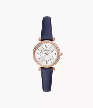 Image of Fossil Women Carlie Three-Hand Navy LiteHide Leather Watch