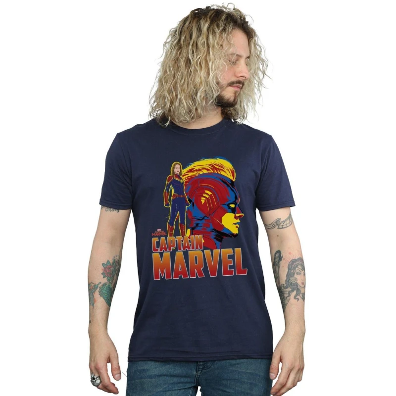 Image of Marvel Marvel Men Captain Character T-Shirt in Navy Size: Small Navy S Male 5059114706440