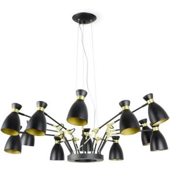 Image of Faro Lighting - Faro Retro - 12 Light Multi Arm Ceiling Pendant Black, Copper, E14
