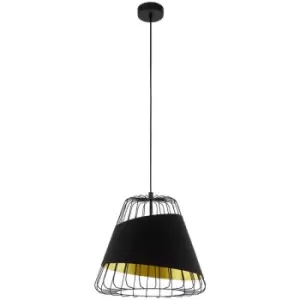 Image of Eglo - Austell Wire Frame Pendant Ceiling Light Black