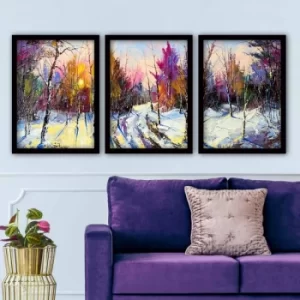 Image of 3SC180 Multicolor Decorative Framed Painting (3 Pieces)