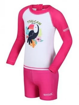 Image of Boys, Regatta Girls Valo Rash Bird Suit - Pink, Size 6-12 Months