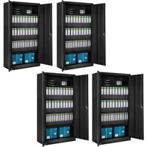Image of 4x Filing cabinet with 5 shelves - metal filing cabinet, office cabinet, home filing cabinet - Black - black