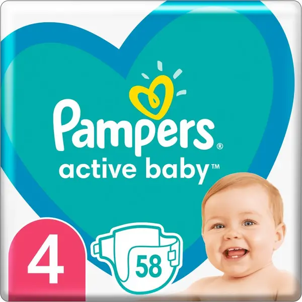 Image of Pampers Active Baby Size 4 58 Nappies