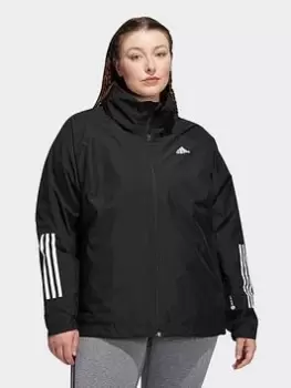 Image of adidas Bsc 3-stripes Rain.rdy Jacket (plus Size), Black, Size 1X, Women