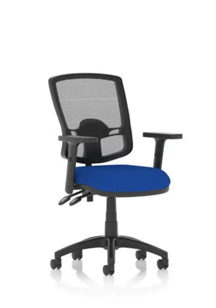 Image of Eclipse Eclipse Plus II Lever Task Operator Chair Mesh Back Deluxe With Bespoke Colour Seat in Stevia Blue With Height Adjustable Arms KCUP1615