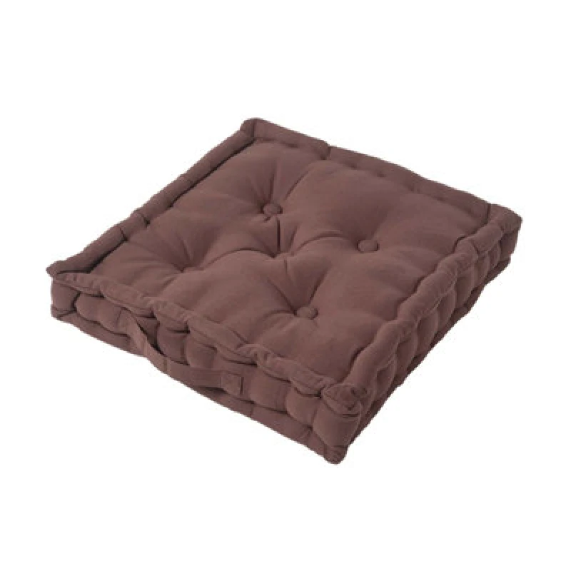 Image of Homescapes Plain Cotton Floor Cushion Chocolate