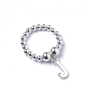 Image of Initial J Charm with Sterling Silver Ball Bead Ring