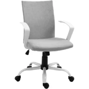Image of Vinsetto Home Office Linen Chair Swivel Computer Desk Task Chair, Light Grey - Light Grey