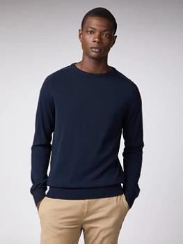 Image of Ben Sherman Cotton Crew Neck Jumper - Navy, Size S, Men