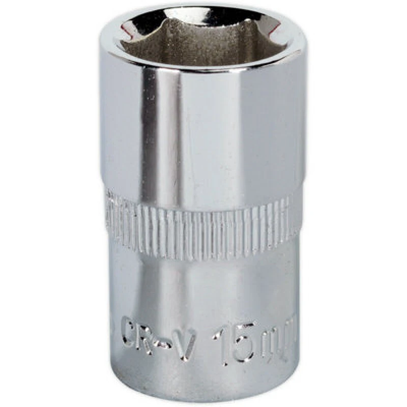 Image of Loops 15mm Forged Steel Drive Socket - 1/2" Square Drive - Polished Chrome Vanadium Metallics