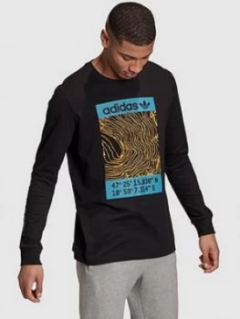 Image of adidas Originals Adventure Long Sleeve T-Shirt - Black, Size L, Men