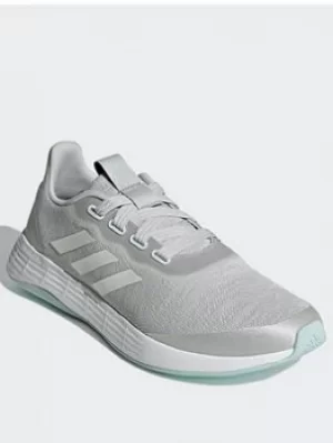 Image of adidas Qt Racer Sport Shoes, Grey/White/Green, Size 5.5, Women