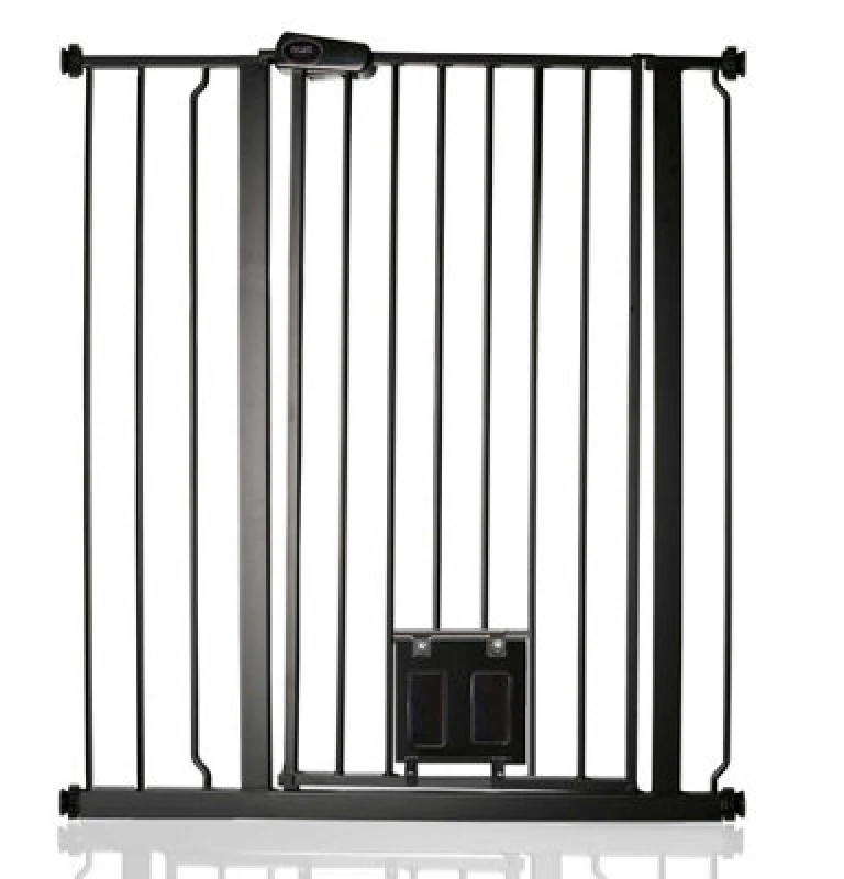 Image of Bettacare Pet Gate With Lockable Cat Flap, 87.9Cm - 95.5Cm, Black, 104Cm In Height
