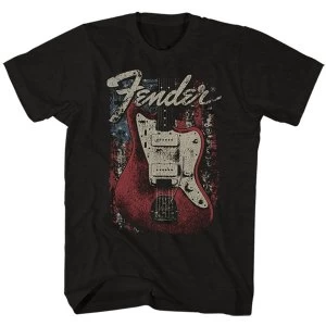 Image of Fender - Distressed Guitar Mens Medium T-Shirt - Black
