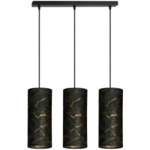 Image of Emibig Karli Black Bar Pendant Ceiling Light with Black Fabric Shades, 3x E14