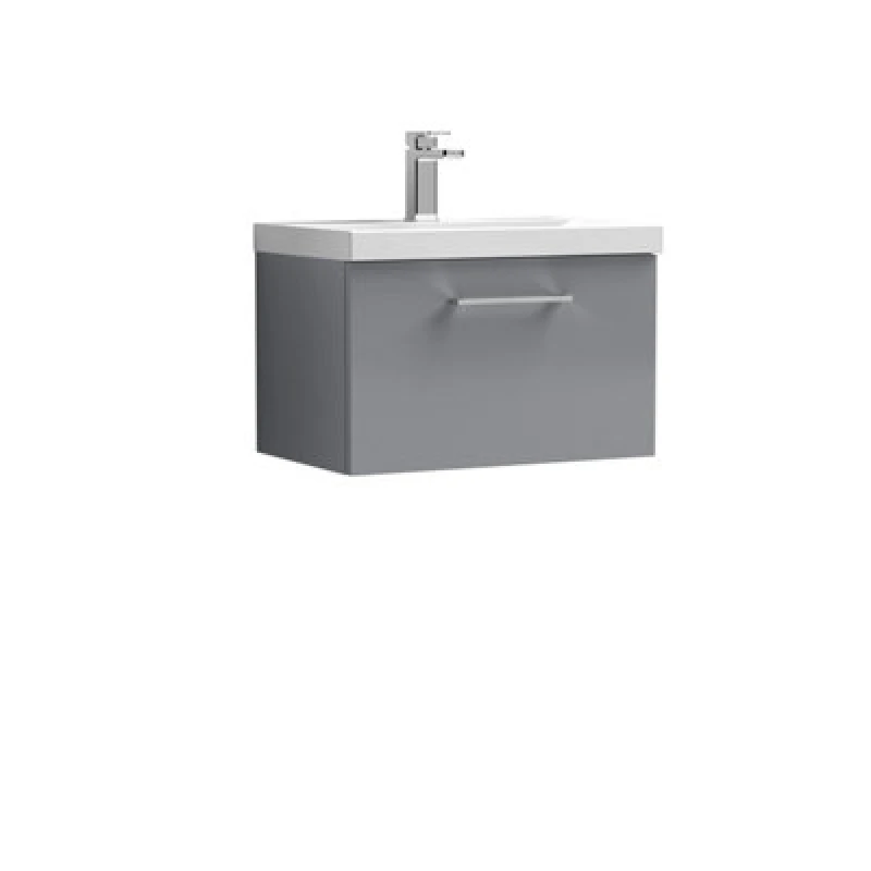Image of Arno Wall Mounted 1 Drawer Vanity Unit With Basin Satin Grey